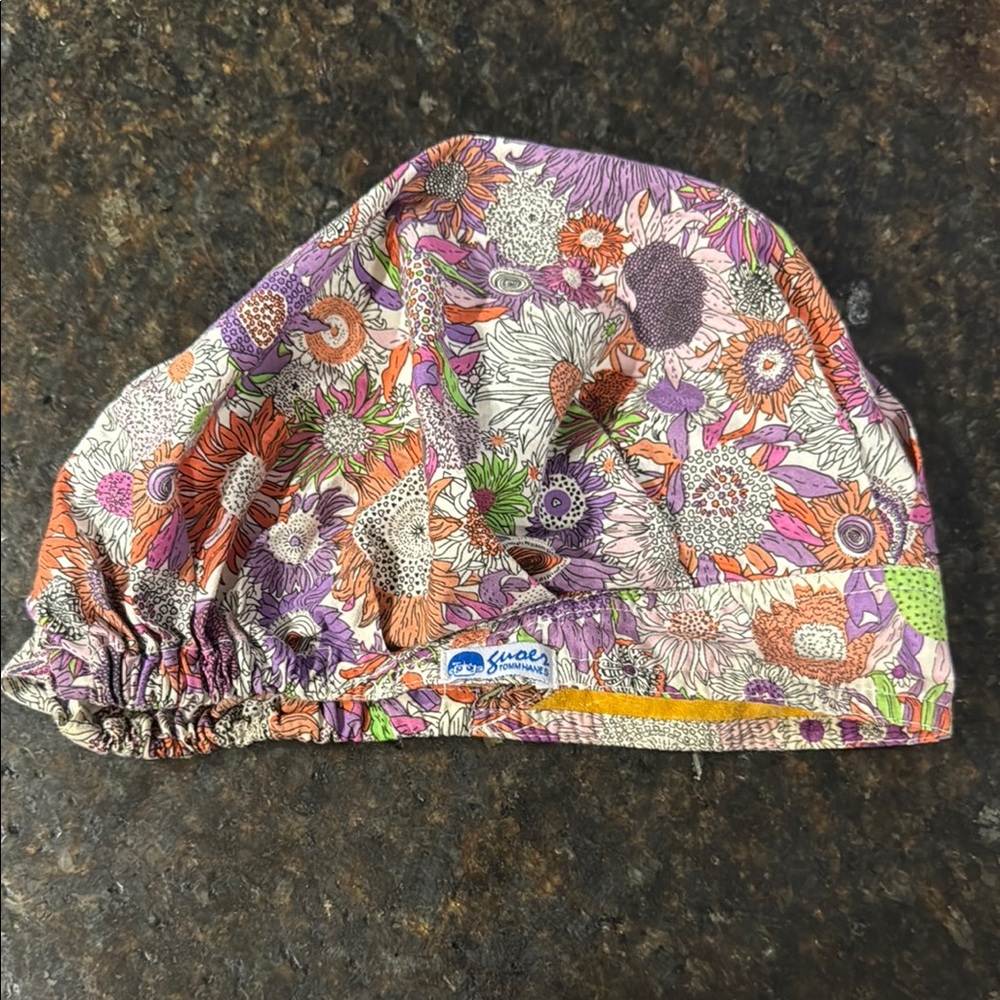 Colorful Floral Surgical Scrub Cap with Elastic Back